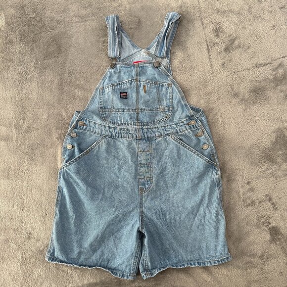 Vintage Unionbay Shortalls Women's MEDIUM Overalls Shorts Denim 90s Y2K - Picture 1 of 9